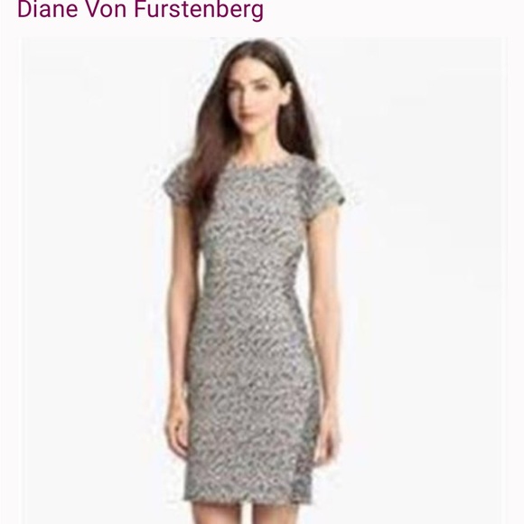 Diane Von Furstenberg dress short sleeve animal print black white women’s size 2 - Picture 5 of 11